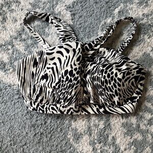 Birdsong high neck bikini swim top Black and White Animal Print 32 g